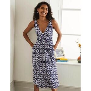 Boden Effie V-Neck Stretch Jersey Sleeveless Dress Size 14